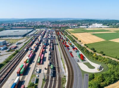 ViIsualisierung des neuen KV-Terminal am Umschlagbahnhof Kornwestheim.