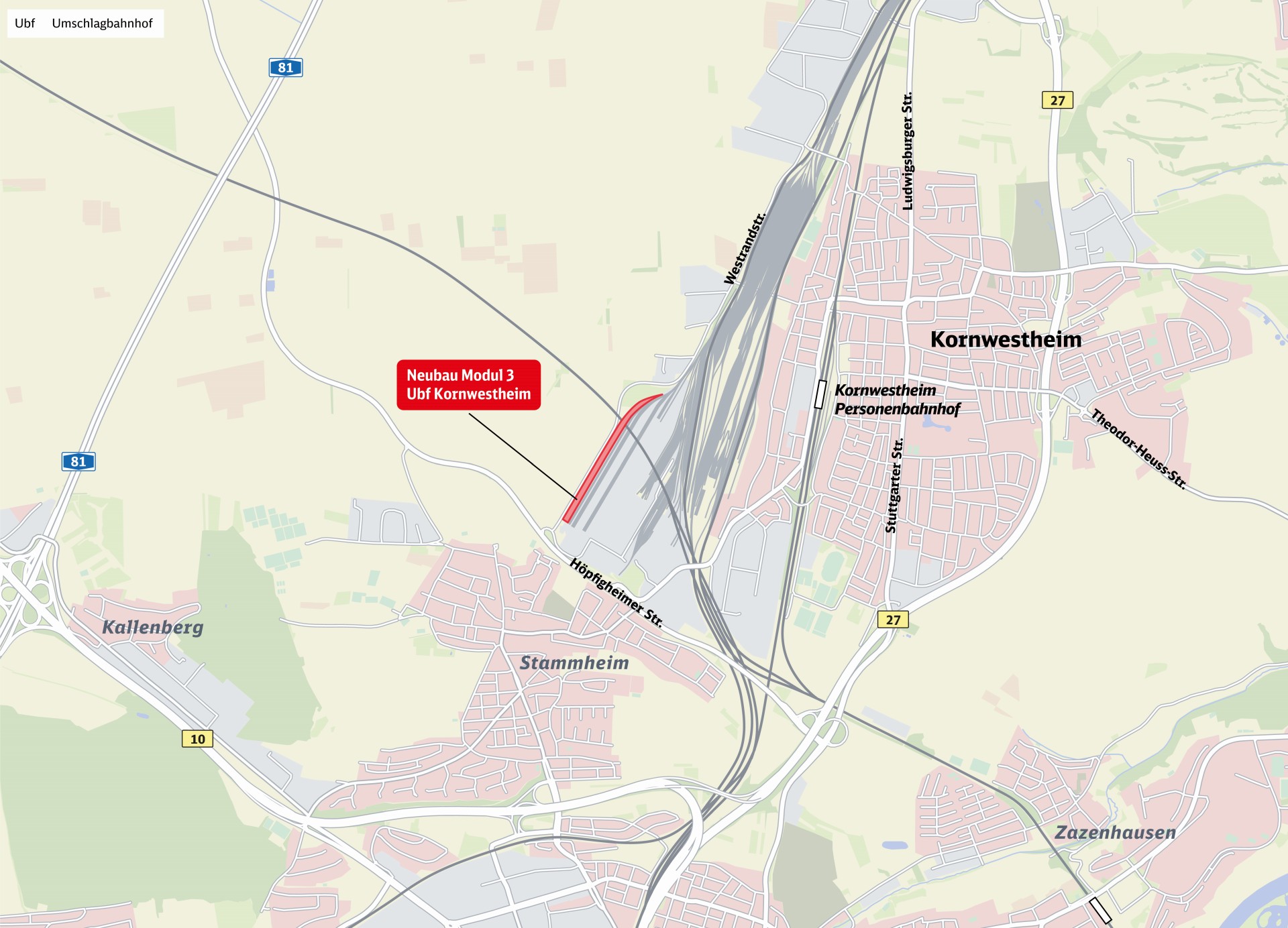 Übersichtskarte mit Neubau Modul 3 am KV-Terminal Kornwestheim